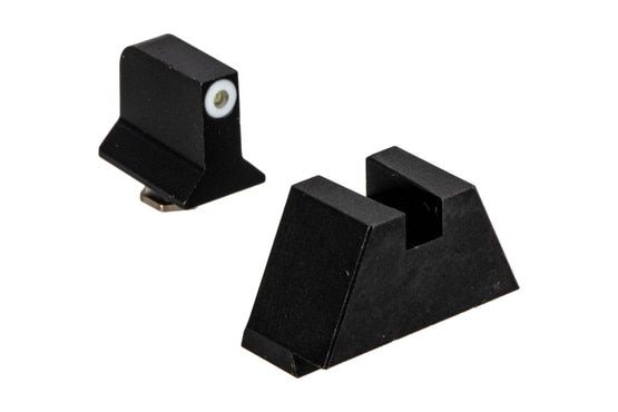 Night Fision Suppressor Height Perfect Dot night sight set with square notch, yellow front and blank rear ring for Glock.